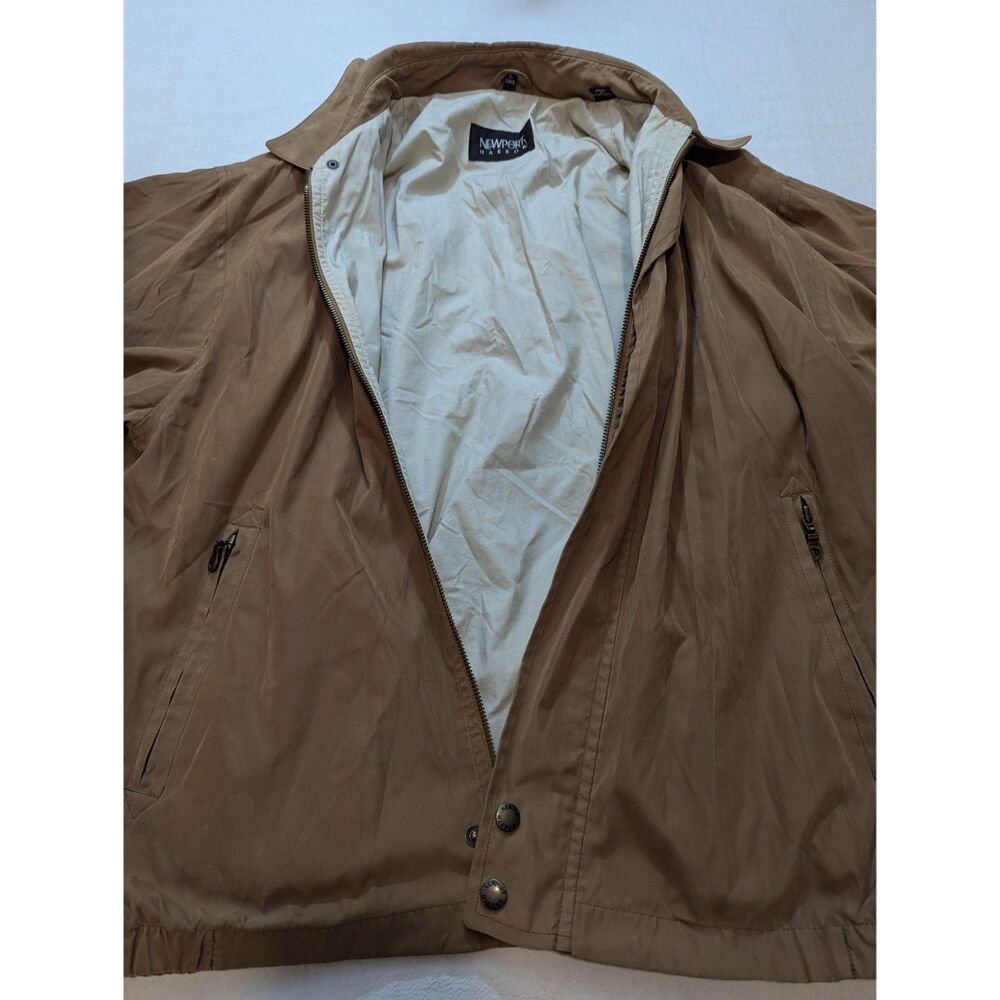 Newport Harbor Faux Suede Jacket Mens XL Tan Full Zip Lightweight Bomber